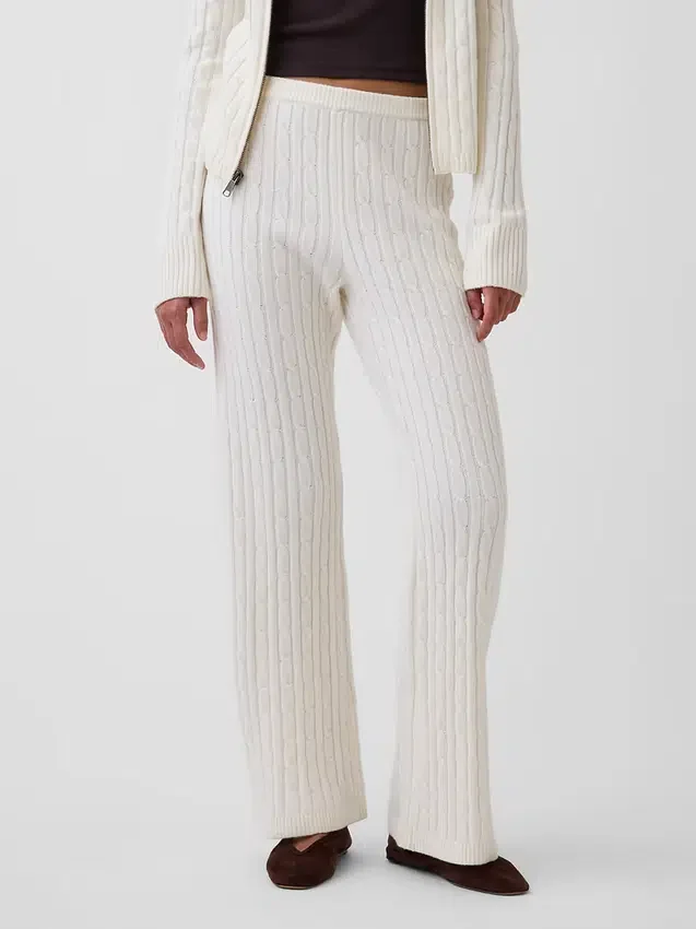CashSoft kabelgebreide trui met broek