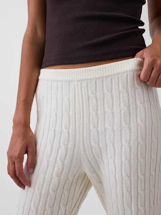 CashSoft kabelgebreide trui met broek