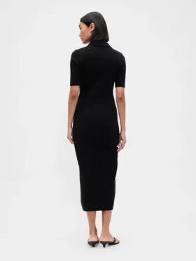 CashSoft midi-vestjurk met geribde kraag