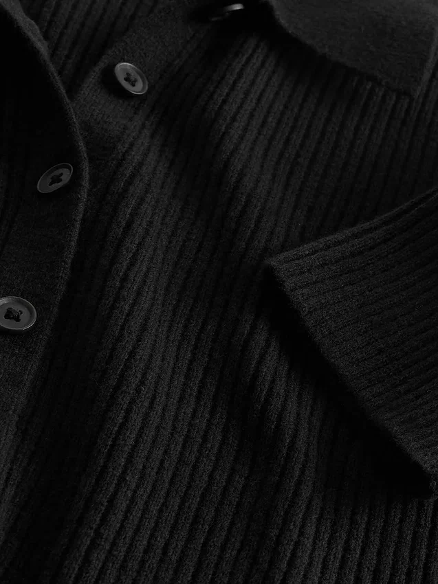 CashSoft midi-vestjurk met geribde kraag