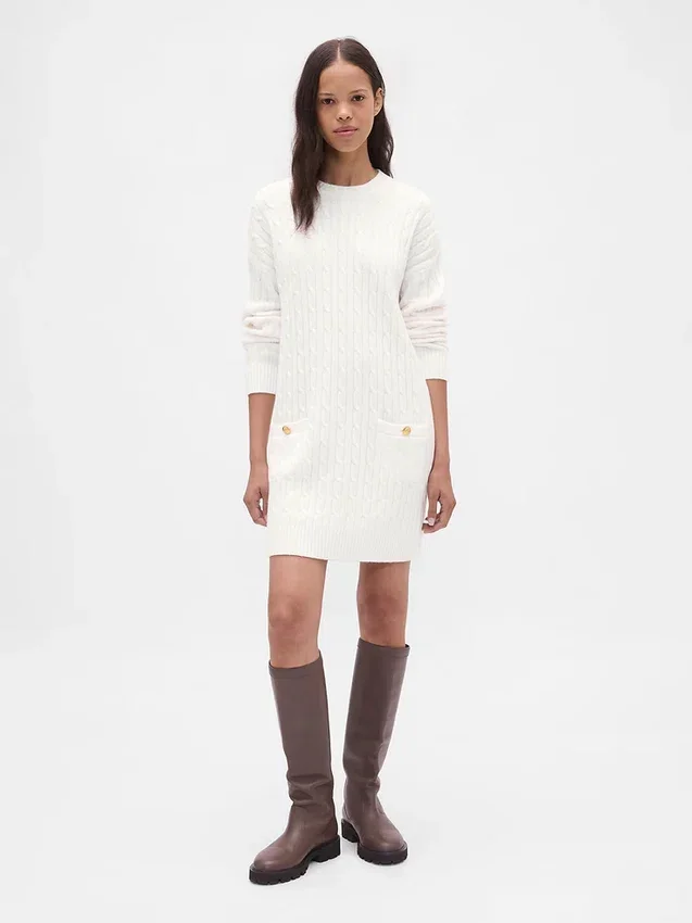 CashSoft mini-trui-jurk met kabelpatroon