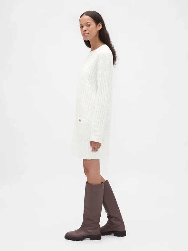 CashSoft mini-trui-jurk met kabelpatroon