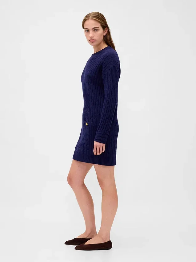 CashSoft mini-trui-jurk met kabelpatroon