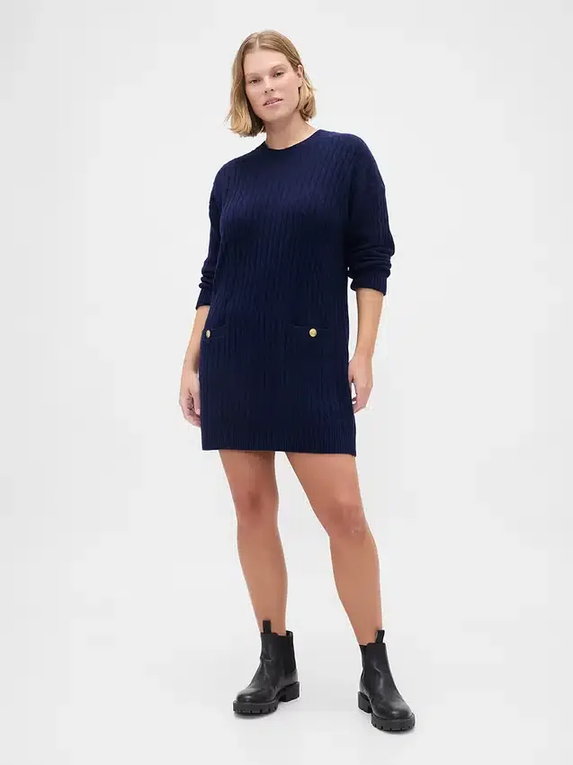 CashSoft mini-trui-jurk met kabelpatroon
