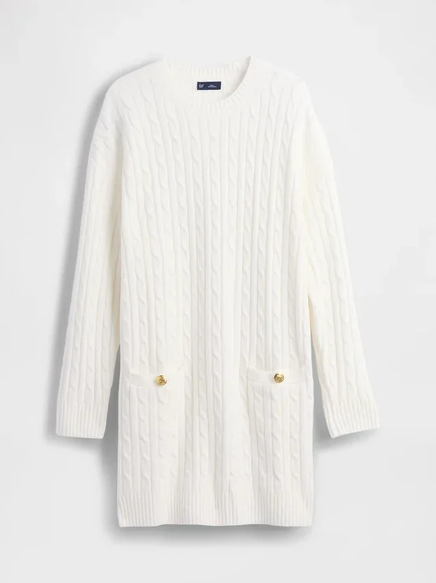 CashSoft mini-trui-jurk met kabelpatroon
