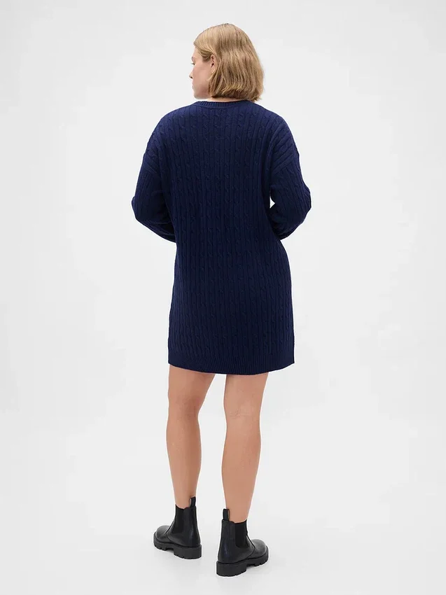 CashSoft mini-trui-jurk met kabelpatroon