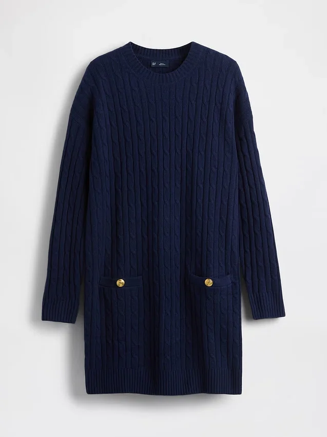 CashSoft mini-trui-jurk met kabelpatroon