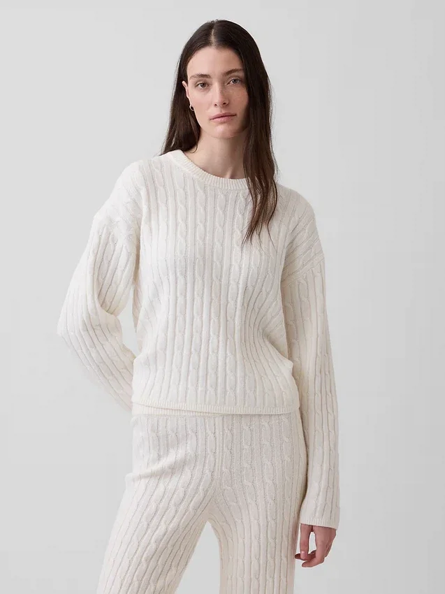 CashSoft oversized trui met kabelpatroon