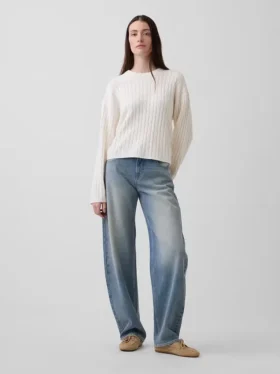 CashSoft oversized trui met kabelpatroon