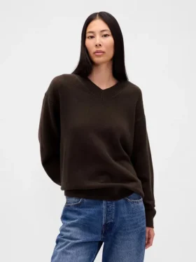 CashSoft oversized trui met V-hals