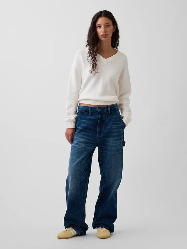 CashSoft oversized trui met V-hals