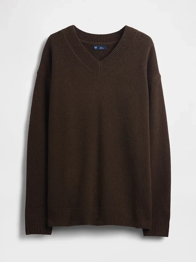 CashSoft oversized trui met V-hals