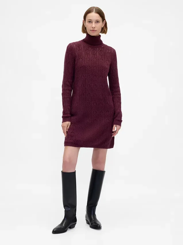 CashSoft Pointelle-trui-jurk met col