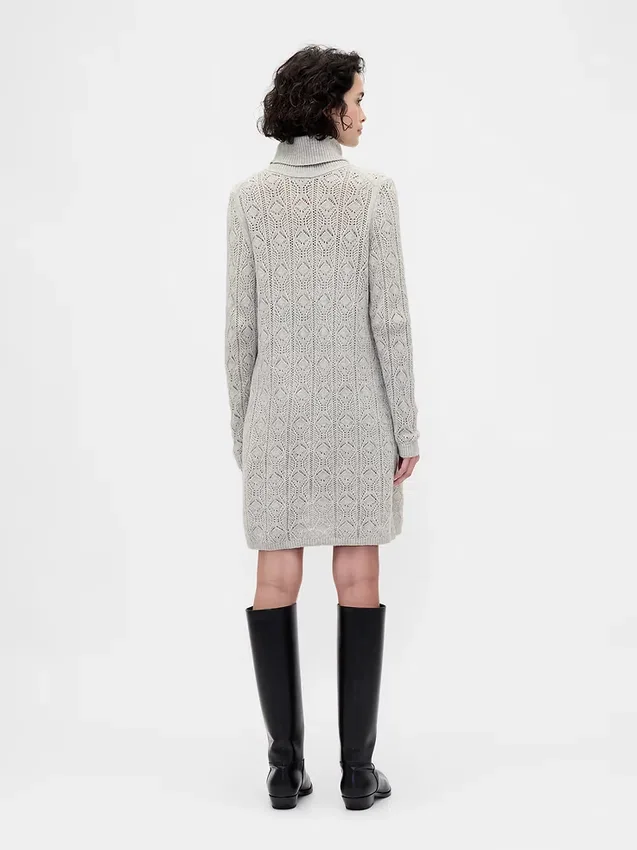 CashSoft Pointelle-trui-jurk met col