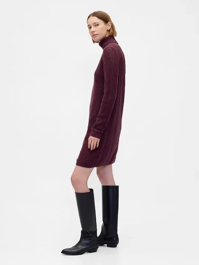 CashSoft Pointelle-trui-jurk met col
