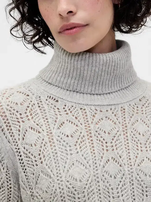 CashSoft Pointelle-trui-jurk met col