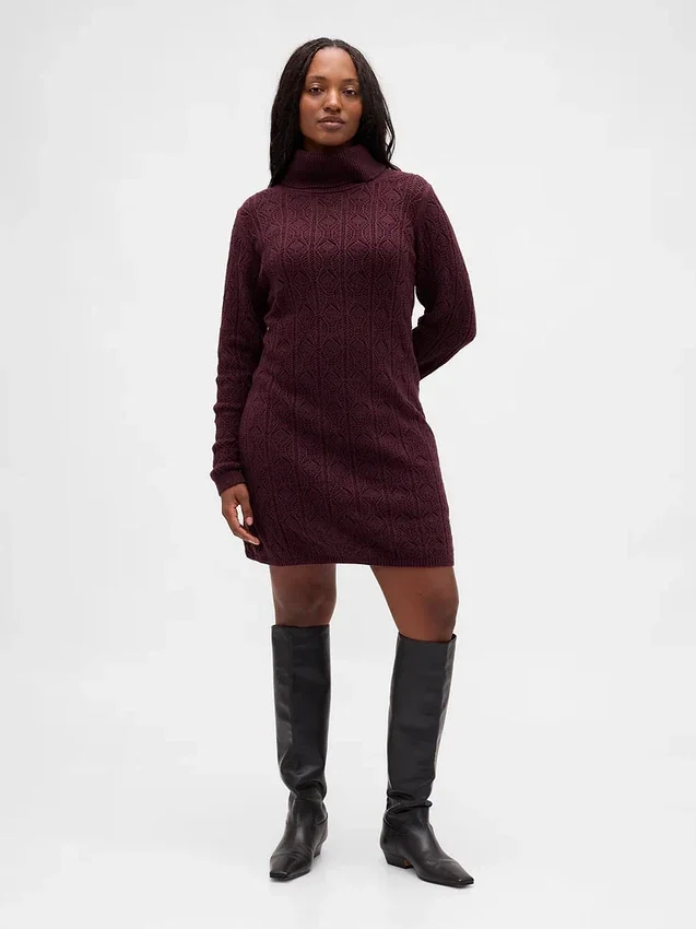 CashSoft Pointelle-trui-jurk met col