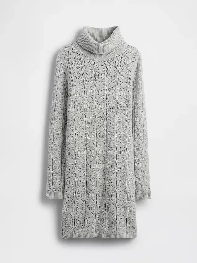 CashSoft Pointelle-trui-jurk met col