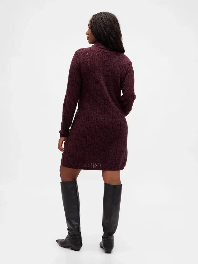 CashSoft Pointelle-trui-jurk met col