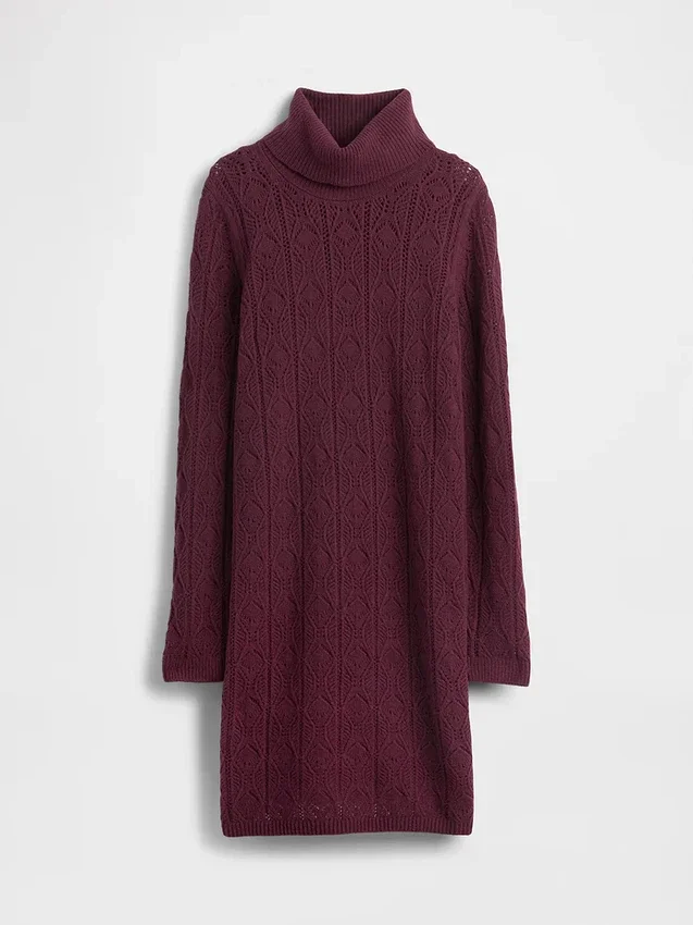 CashSoft Pointelle-trui-jurk met col