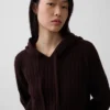 CashSoft relaxte hoodie met kabelpatroon
