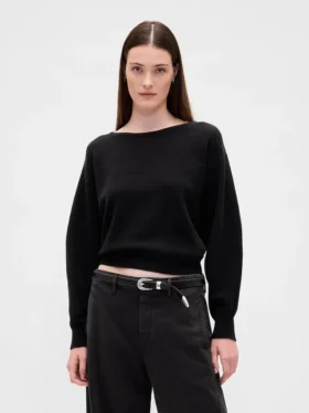CashSoft stretch cropped trui met lantaarnmouwen