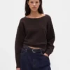 CashSoft stretch cropped trui met lantaarnmouwen