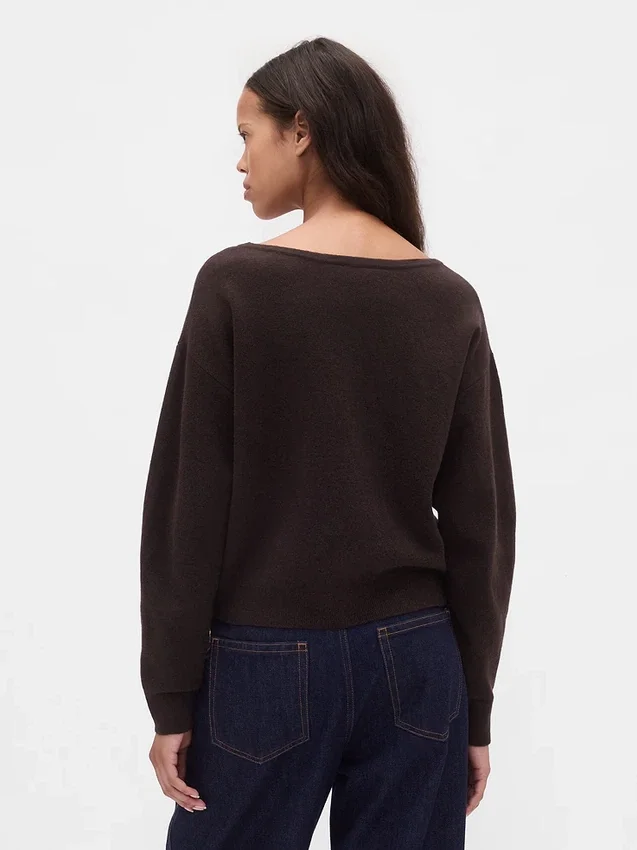 CashSoft stretch cropped trui met lantaarnmouwen