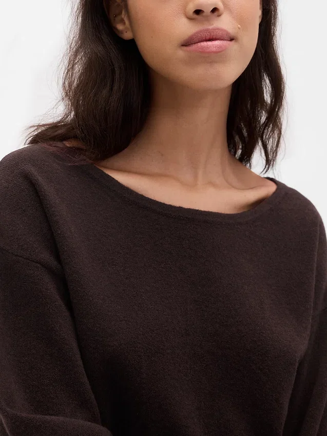 CashSoft stretch cropped trui met lantaarnmouwen