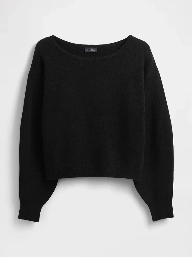 CashSoft stretch cropped trui met lantaarnmouwen