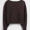 CashSoft stretch cropped trui met lantaarnmouwen