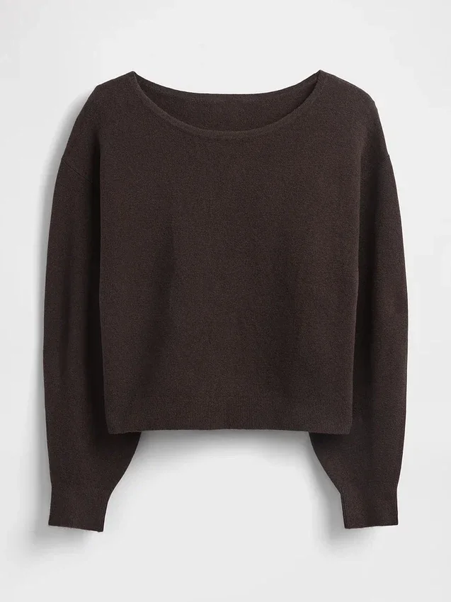 CashSoft stretch cropped trui met lantaarnmouwen