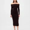 CashSoft stretch midi-trui-jurk met blote schouders