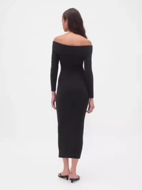 CashSoft stretch midi-trui-jurk met blote schouders