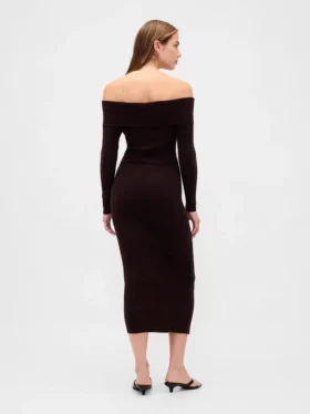 CashSoft stretch midi-trui-jurk met blote schouders