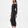 CashSoft stretch midi-trui-jurk met blote schouders