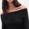 CashSoft stretch midi-trui-jurk met blote schouders