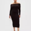 CashSoft stretch midi-trui-jurk met blote schouders