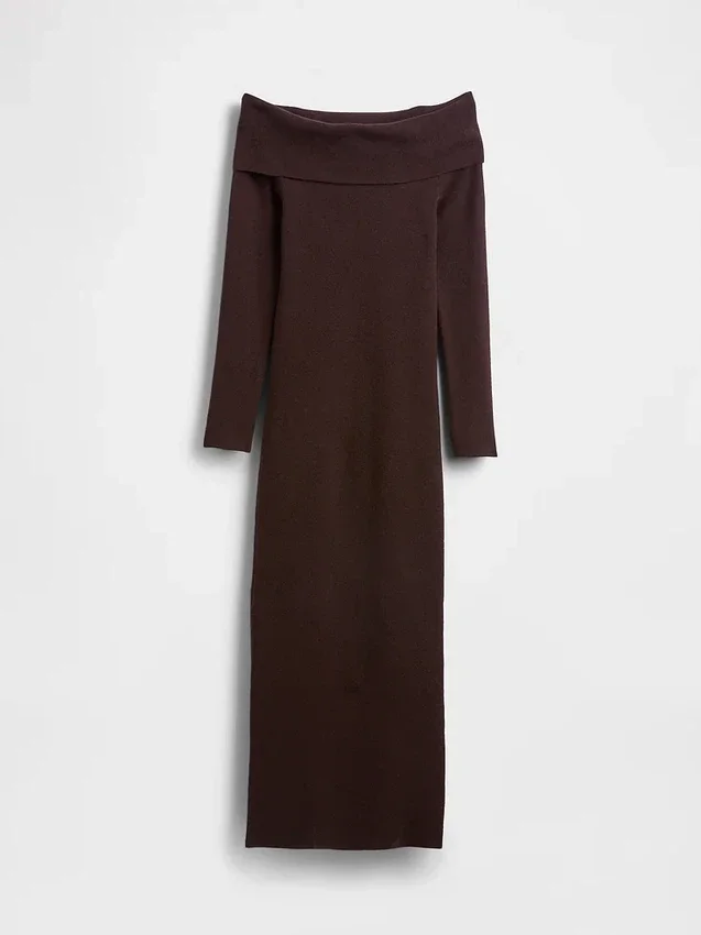 CashSoft stretch midi-trui-jurk met blote schouders