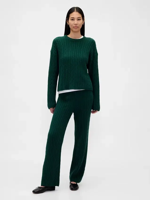 CashSoft-trui-broek met kabelpatroon