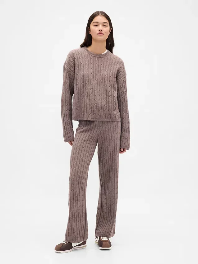 CashSoft-trui-broek met kabelpatroon