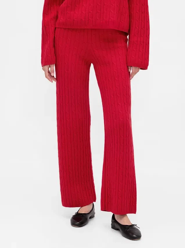 CashSoft-trui-broek met kabelpatroon
