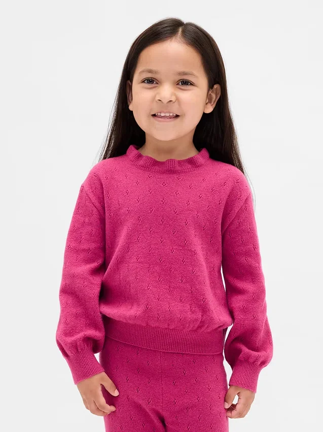 CashSoft-trui met pointelle-patroon voor Baby & Peuter