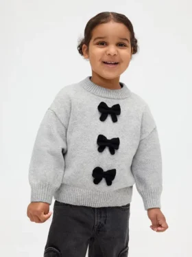CashSoft-trui met strik voor Baby & Peuter