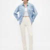 Corduroy '90s slim straight broek met hoge taille
