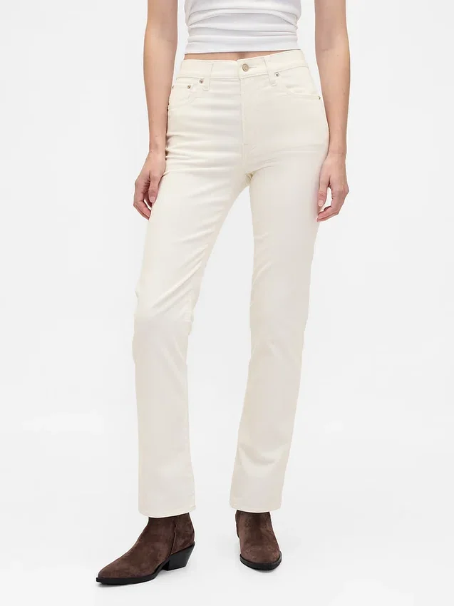 Corduroy '90s slim straight broek met hoge taille