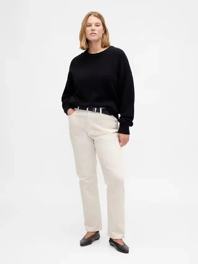 Corduroy '90s slim straight broek met hoge taille