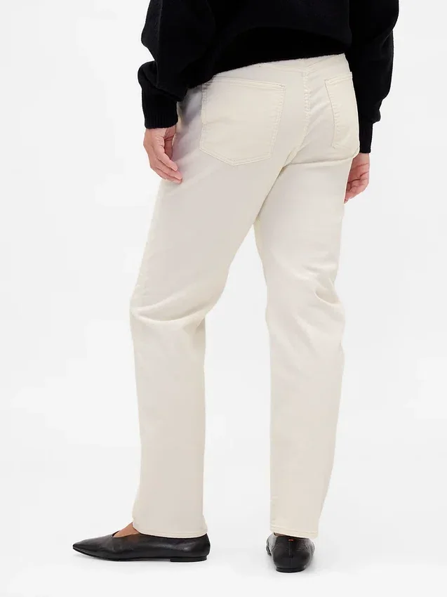 Corduroy '90s slim straight broek met hoge taille