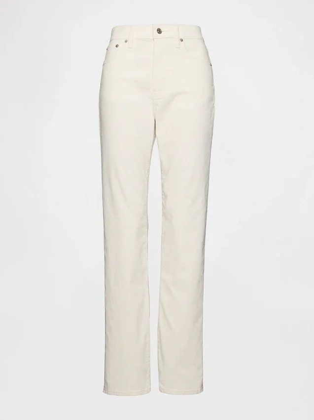 Corduroy '90s slim straight broek met hoge taille
