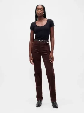 Corduroy '90s slim straight Jeans met hoge taille